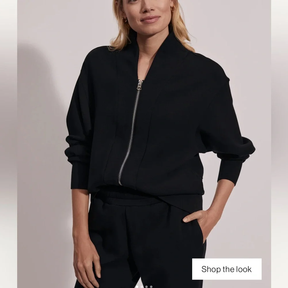 Varley Pelham Zip Through Black Zip-Front Black Women's Sweatshirt Jacket, XXS - Picture 1 of 16